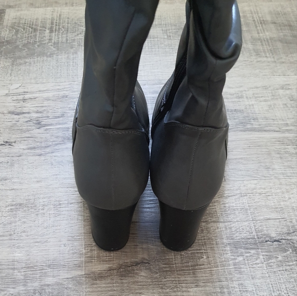 Easy Street Gray Mid Calf Heeled Boots - Picture 5 of 7